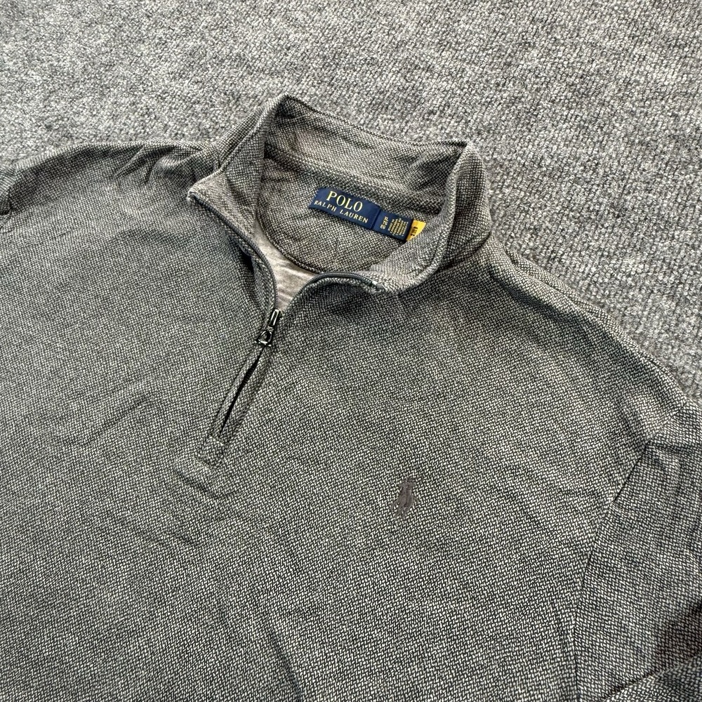 Polo Ralph Lauren Men 2XL Grey 1/4 Zip Pullover Sweater Long Sleeve Pony Logo